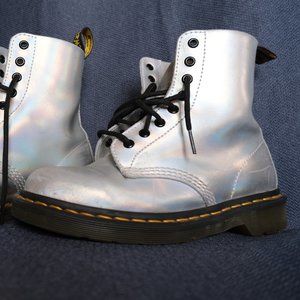 Iridescent Silver Holographic Dr Martens